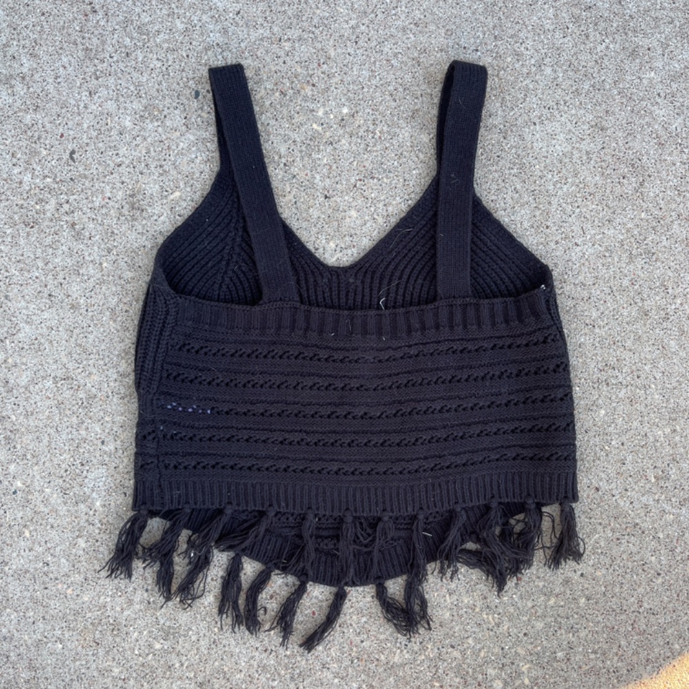 BOHO Black Crochet Crop Top - Picture 2 of 2